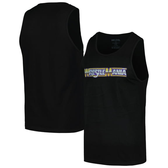 Men's 500 Level Black WrestleMania Logo Scoop Neck Tank Top