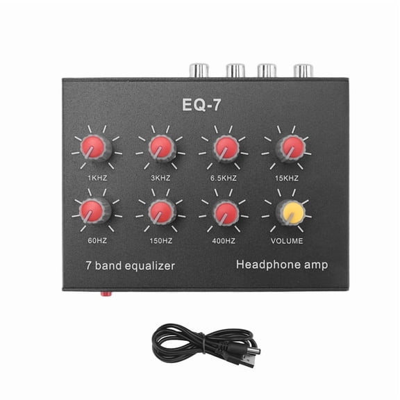 TOP! EQ-7 Car Audio Headset Amplifier 7-Band EQ Equalizer 2 Channel Digital Sound