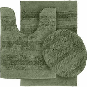 Gohao Dark Green Splash 3 Piece Bathroom Rugs Set Bath Rug Contour