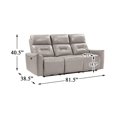 thumbnail image 7 of Lexicon Burwell 81.5" Faux Leather Power Double Reclining Sofa in Light Gray, 7 of 7