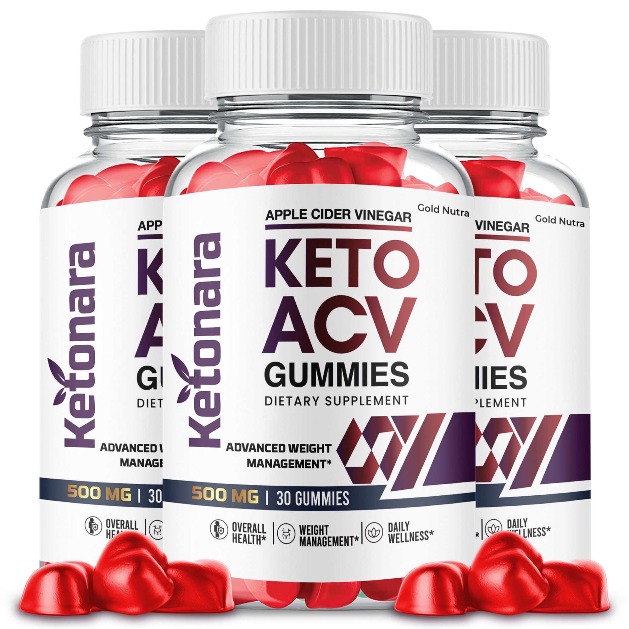 Ketonara Keto ACV Gummies, Maximum Strength for Weight Management, Apple Cider Vinegar, 3 Month Supply Dietary Supplement (3 Pack)
