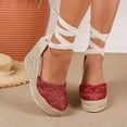 thumbnail image 2 of Rokment Womens Crochet Espadrilles Wedge Sandals 2026 Boho Beach Closed Toe Platform Chunky Heeled Strappy Dressy Shoes for Summer Fall Wine Size 8.5, 2 of 6
