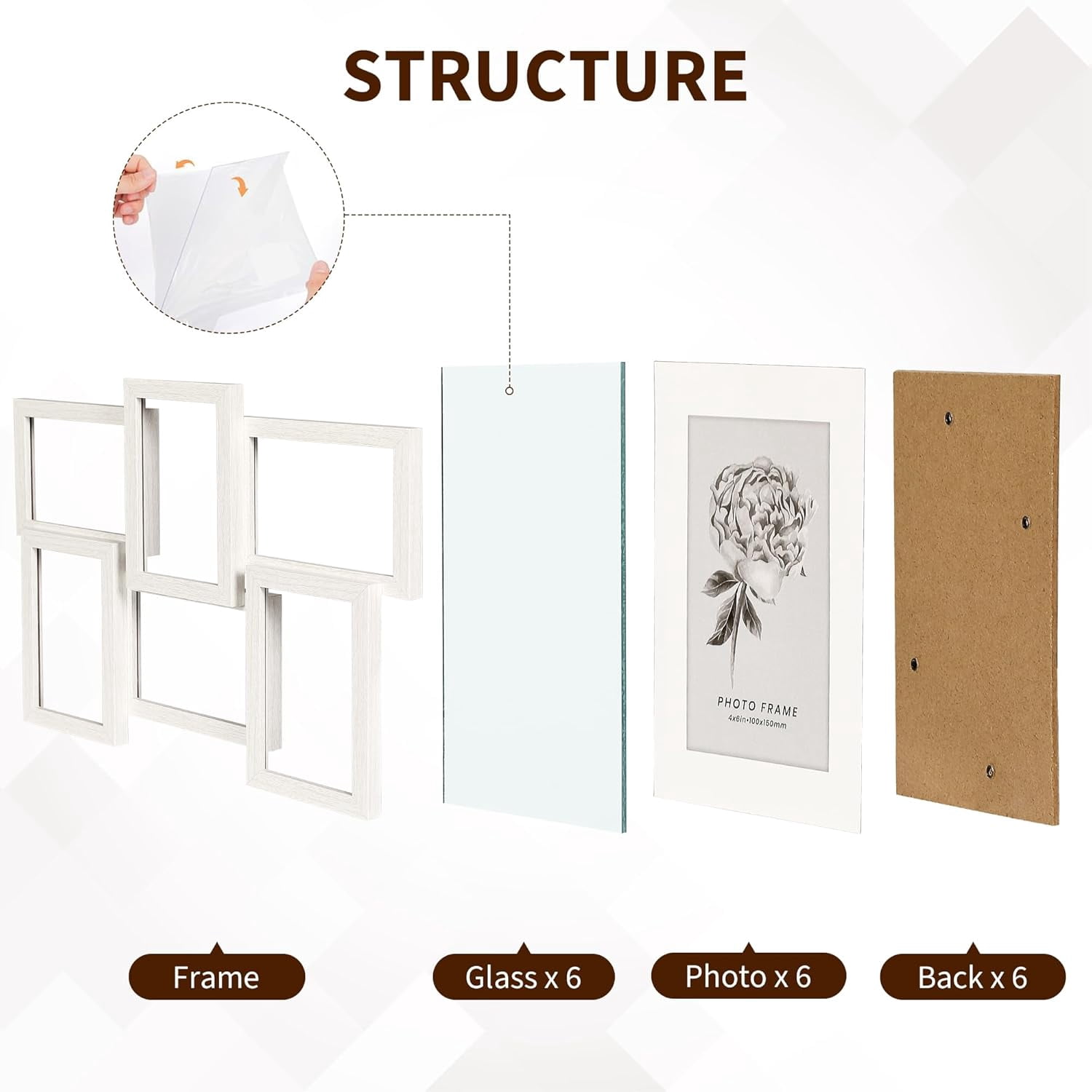 4x6 Collage Picture Frame, 6 Openings Black Photo Frame for Wall Decor or Tabletop, Durable MDF Wood Multi Picture Frame for Family Memories