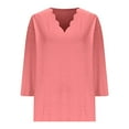 thumbnail image 2 of FAIWAD Tops for Women Trendy 3/4 Sleeve Solid Color V Neck Dressy Loose Shirts Casual Going Out Clothes, 2 of 6