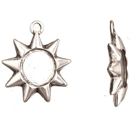 - Charms, Antique-Silver Plated Star With Round Cabochon Setting 23x19.5mm With 10mm Cabochon Setting
