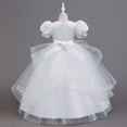 thumbnail image 5 of HJYCHN Dresses for Girls Short Puff Sleeve Long Formal Dress with Embroidered Bodice and Ribbon for Girls' Dresses 4-5 Years, 5 of 9