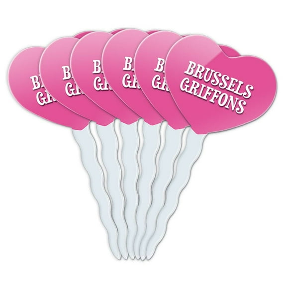 Brussels Griffons Heart Love Cupcake Picks Toppers - Set of 6