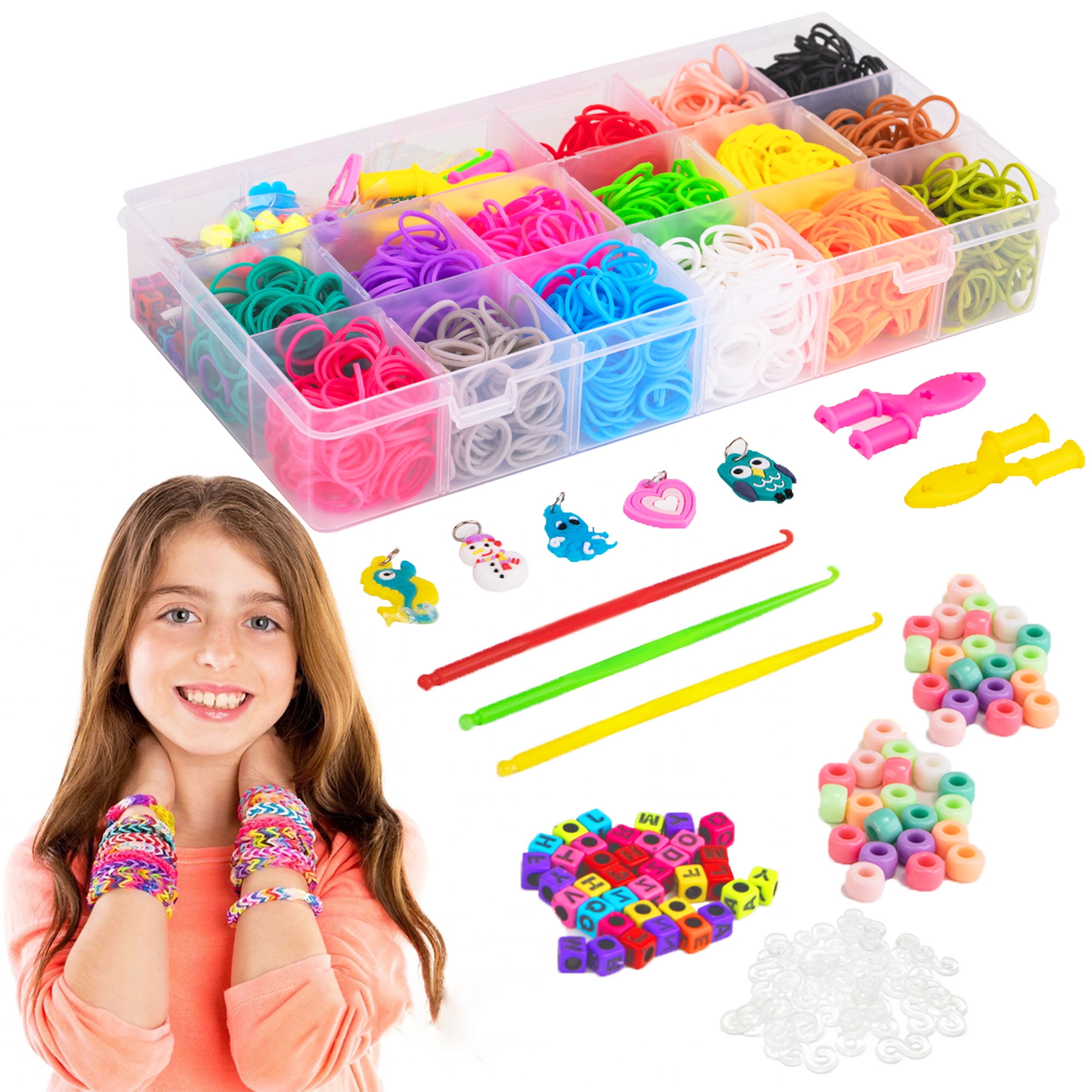 WOW Loom Mixed MULTI Rainbow COLOR 1200 Rubber Bands Refill with 50 S-clips 