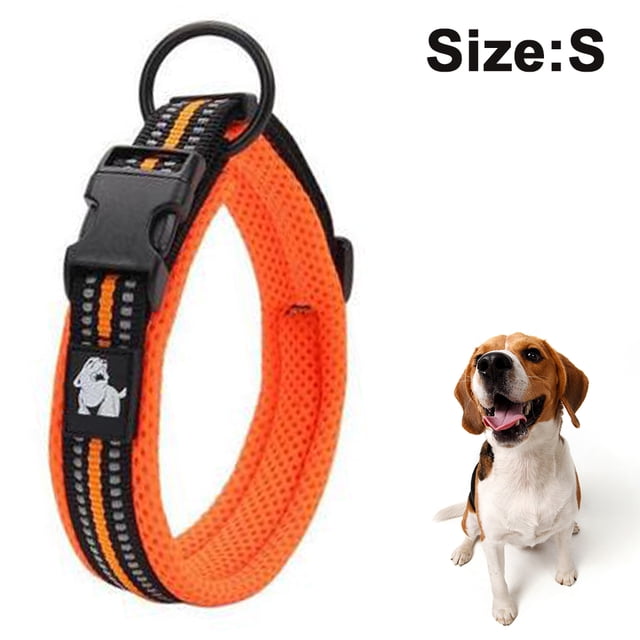 Collier pour Chien Moyen et Grand 3M Réfléchissant en Maille Rembourrée Collier Ajustable en Nylon pour Aventure en Plein Air