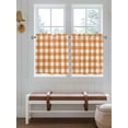 thumbnail image 7 of Half Window Curtains 24 Inches Long, Orange Plaid Window Treatment Curtain Drapes, Gradient Geometric Buffalo White Checkered Short Curtains Tiers for Kitchen Over Sink, 27.5"x24", 2 Panels, 7 of 7