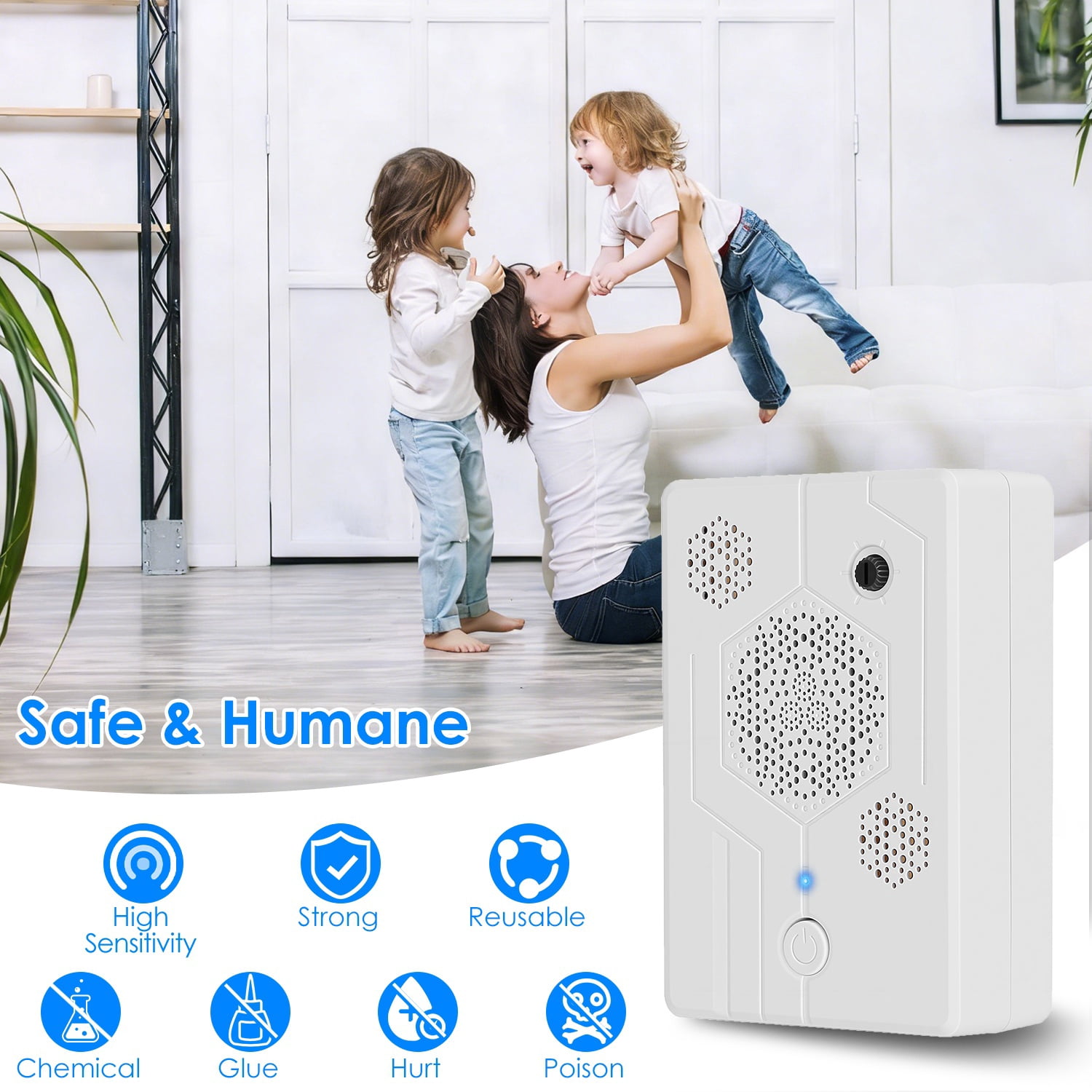 Imountek Upgraded Rechargeable Ultrasonic Bat Repellent Indoor Outdoor Mouse Repeller with 3 Ultrasonic Speakers for Attic Porch House