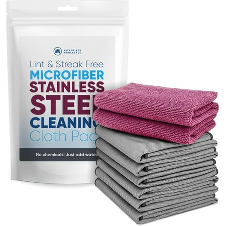 Claro Stainless Steel Cleaner Cloth 8-Pack – Microfiber Cleaning Cloths for Appliances, Sinks & Fridge | Lint-Free Streak-Free Stainless Reusable Alternative to Chemical Cleaners
