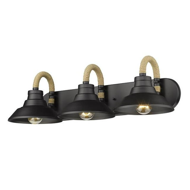 Golden Lighting 3318-BA3 NB Voyage 3 Lumières Bain Coiffeuse, Noir Naturel