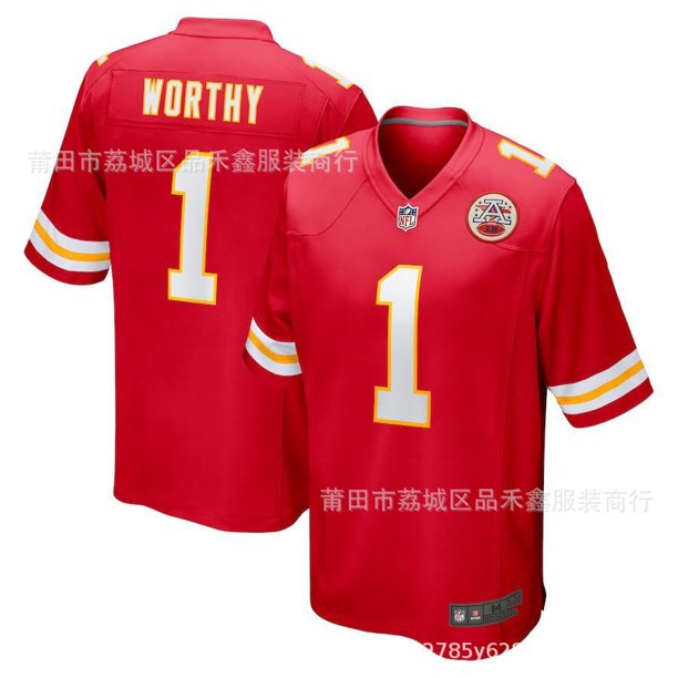 Kansas City Chiefs Chiefs 1# Xavier Worthy Short Sleeve Football Jersey