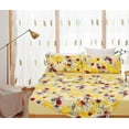 thumbnail image 4 of DaDa Bedding Sunshine Yellow Hummingbirds Floral Fitted & Flat Bed Sheets Set (JHW-925), 4 of 5