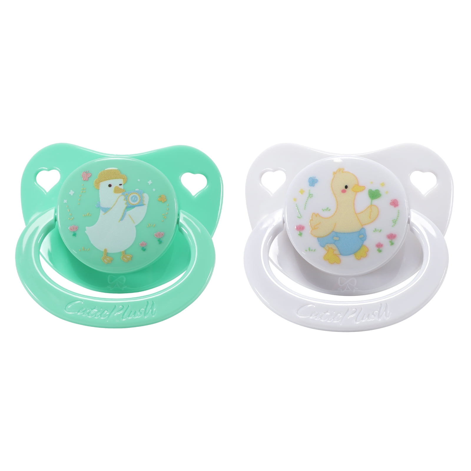 CutiePlusU Adult Pacifiers Big Shield Printed Soothers Cute Paci 2 Pieces Cute Duck