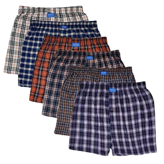 Different Touch Men's Big and Tall Cotton Boxer Shorts Underwear 6-Pack