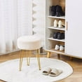 thumbnail image 6 of Vanity Stool with Metal Legs – Round Velvet Ottoman Bench, Modern Dressing Stool & Footstool for Bathroom, Bedroom, or Living Room – Champagne, 6 of 6