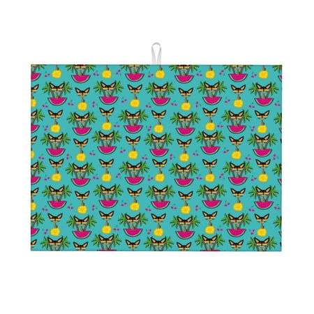 

Kdxio Sunmmer Cat for Dish Drying Mat 24*18 inch Absorbent Dish Drainer Kitchen Counter Large Size Dish Drying Pad for Countertops Draining Racks