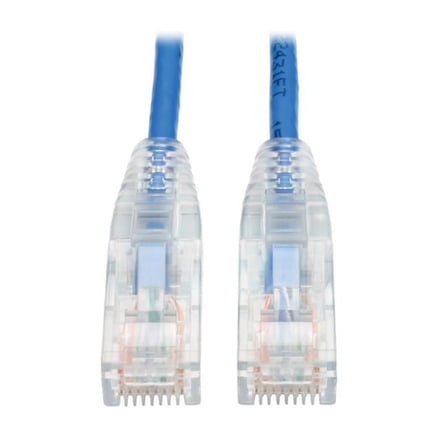 Cat6 Gigabit Snagless Molded Slim UTP Patch Cable RJ45 Male-Male, Blue - 1 ft.