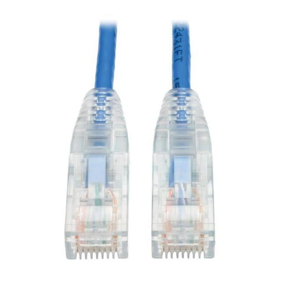 Cat6 Gigabit Snagless Molded Slim UTP Patch Cable RJ45 Male-Male, Blue - 1 ft.
