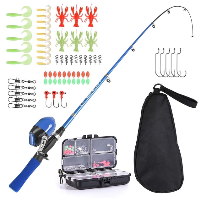 Kit completo de caña de pescar para niños y carrete telescópico de 1,5 m LEO Caso de poste