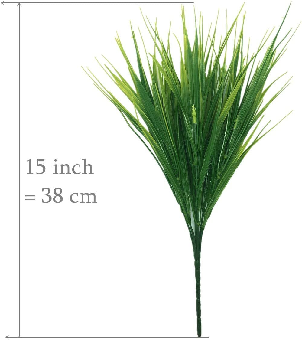 Artificial Shrub, Fake Plants Greenery Simulation Bush Sinhoon Spring Grass Leaves Plastic Indoor Outdoor Outside Home Garden Office Bedroom Verandah Wedding Decor Decoration Planter Filler 8 Pcs