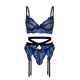 thumbnail image 4 of Gibobby Ropa sexy de mujer para sexo Conjunto de Lencería de Malla, Elegante Conjunto de Lencería con Bordado de Bloques de Color Ajustable para Mujer para Luna(Azul, 3XG), 4 of 5