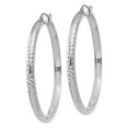 thumbnail image 2 of Primal Gold 14 Karat White Gold Diamond-cut 3.5x46mm Lightweight Hoop Earrings, 2 of 4