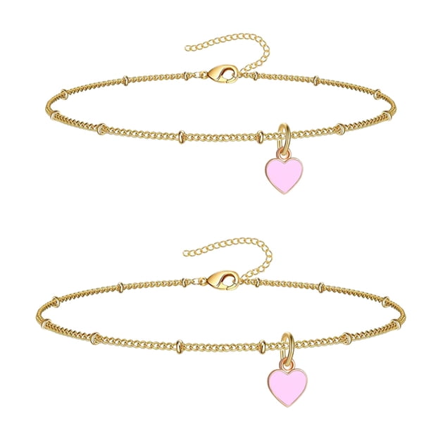 Pulseras y Tobilleras de Cadena de Acero Inoxidable para Hombre Mujer, Pulsera (15+5cm), Tobillera (21+5cm) Ajustable