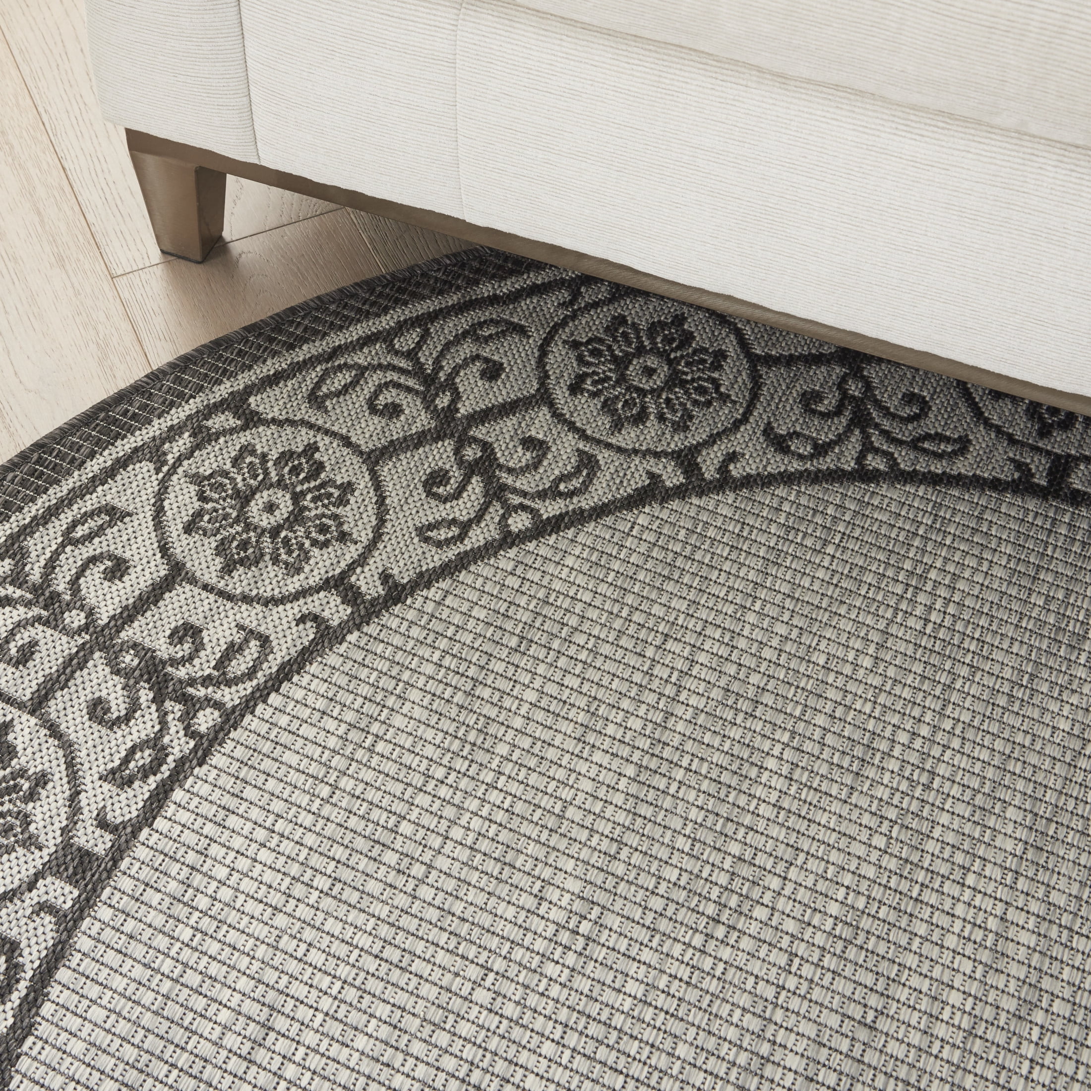 Nourison Country Side 5'3" x Round Ivory/Charcoal Transitional Rug