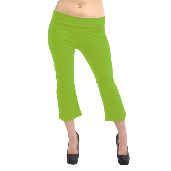 Vivian's Fashions Yoga Pants - Capri, Misses Size (Lime, XS)