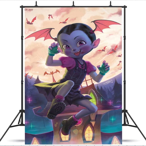 Vampirina school Backdrop Background Banner Taspestry Wall Decor Birthday Party Supplies Poster Fans