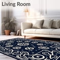 thumbnail image 2 of ODIKA 3'x5' Machine Washable Non-Slip Area Rug, Galaxy Alphabet Discovery with Cosmic Swirls and Starburst Lettering High Traffic Rug, Blue, 691945, 2 of 7