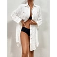 thumbnail image 6 of Bsubseach Fashion Polyester Swiss Dot Button Down Shirt Dress Swimwear Cover-Ups, One Size, 6 of 7