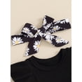 thumbnail image 6 of CIYCuIT Baby Girls Sweet Shorts Sets Fly Sleeve Ribbed Romper + Daisy Print Shorts with Belt + Bow Headband 3Pcs 3M 6M 9M 12M 18M Infant Toddler Cute Shorts Sets, 6 of 9