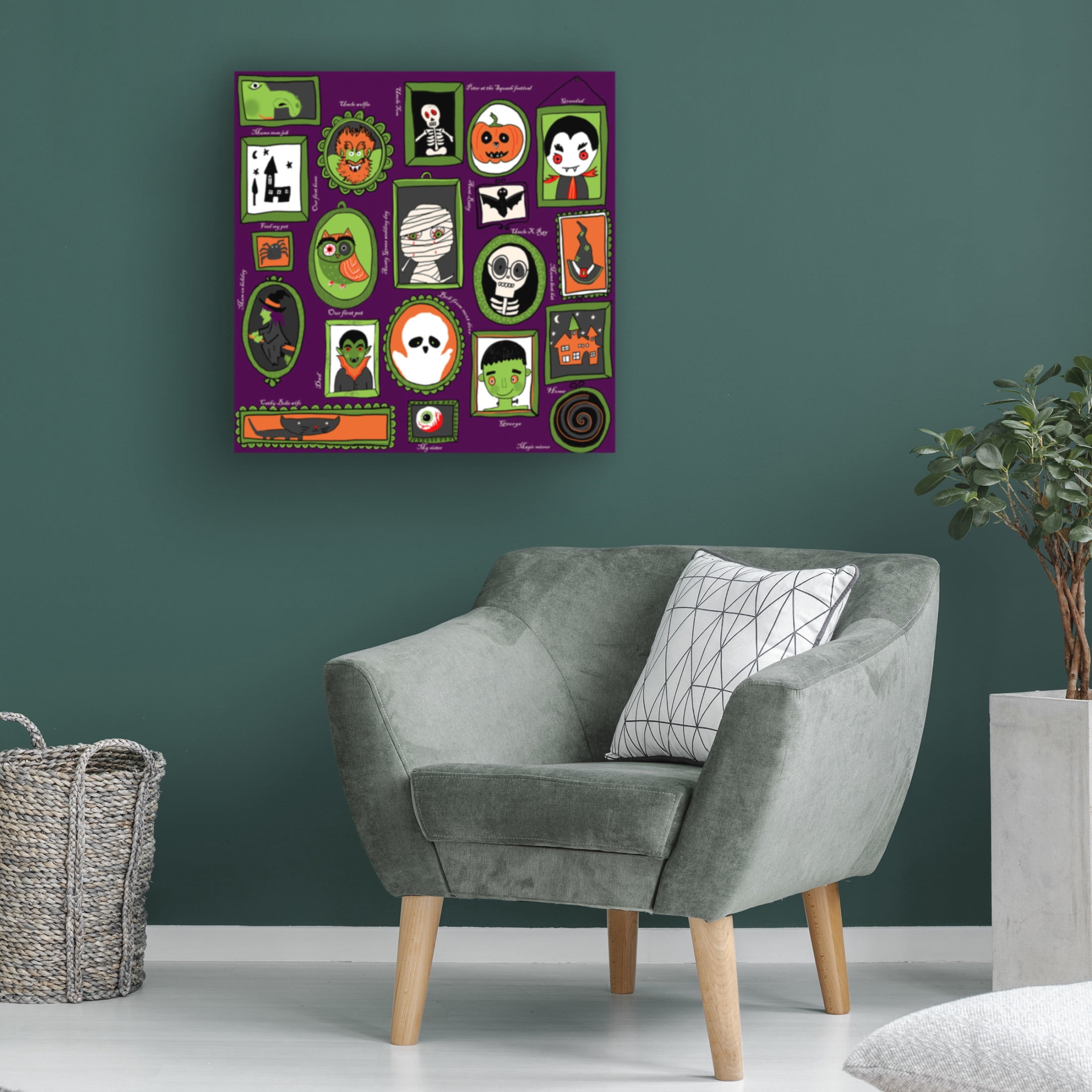 Canvas Wall Art - HUE and MI and Sangita 'Family Spooky Wall' Wall Art for Living Room, Bedroom, or Office Décor by Trademark Fine Art - 24 x 24 Inches