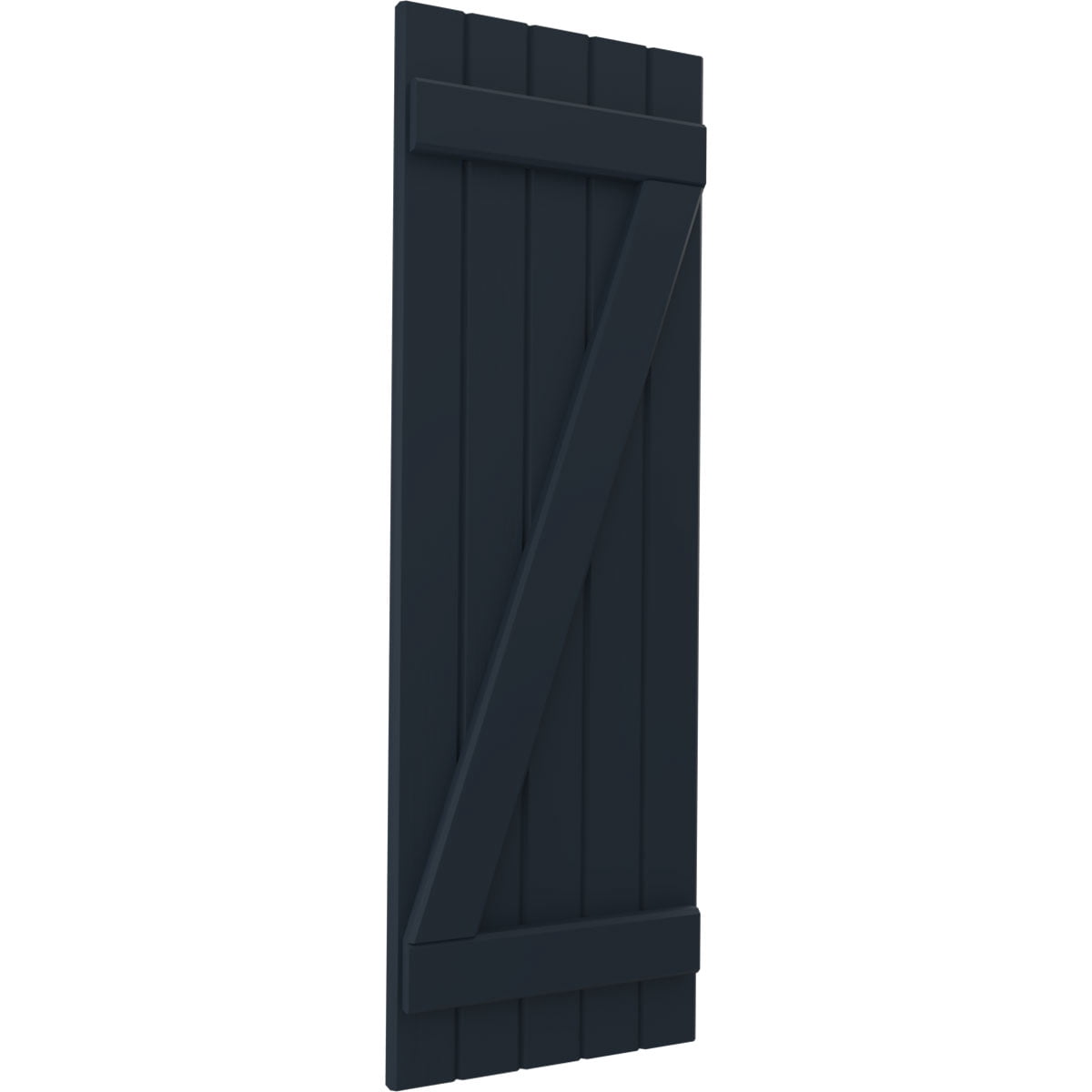 Ekena Millwork 17 1/2"W x 61"H Americraft Five Board (2 Batten) Exterior Real Wood Joined Board-n-Batten Shutters w/ Z-Bar (Per Pair), Starless Night Blue