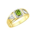 thumbnail image 5 of RYLOS Men's Rings Yellow Gold Plated Silver Classic 7X5MM Oval Gemstone & Diamond Ring Peridot August Birthstone Rings For Men Size 8, 5 of 8