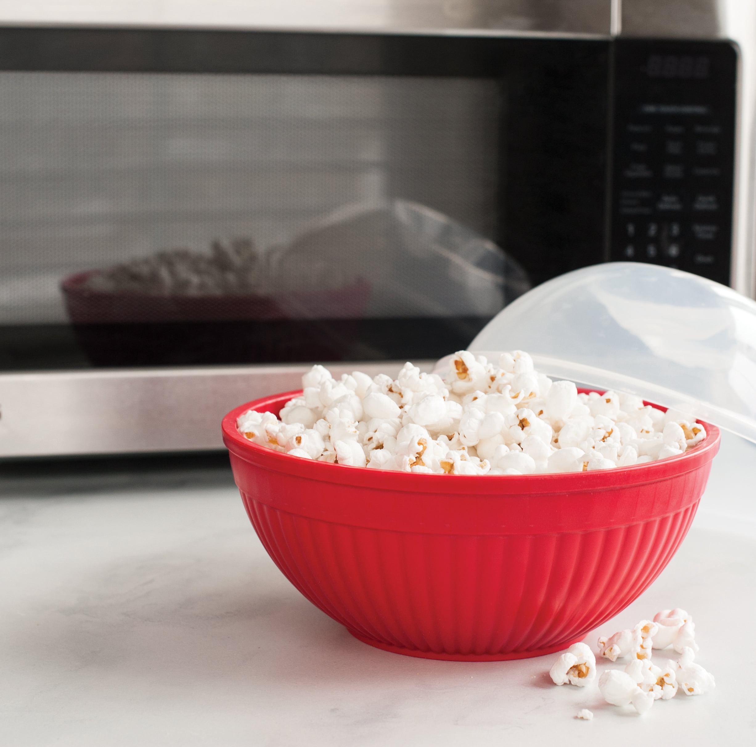 Nordic Ware Microwave Plastic Popcorn Set, Red Quick Pop and White Micro Mix and Melt