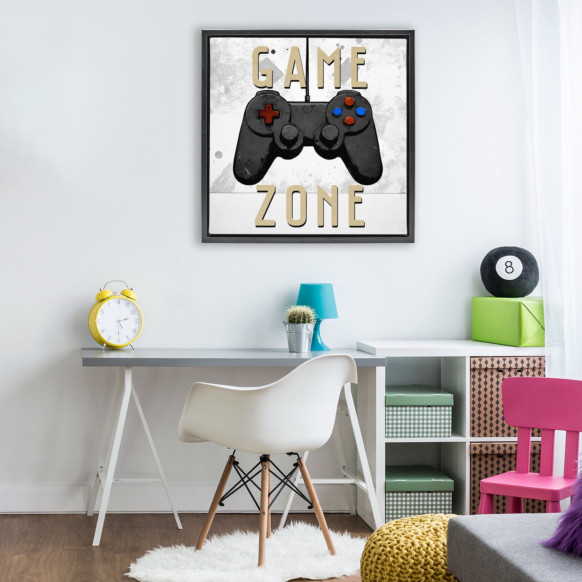 Stupell Industries Game Zone Control Black Framed Floater Canvas Wall Art, design by Kim Allen