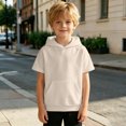 thumbnail image 2 of Bysome Boys Sweatshirts Solid Color Short Sleeve Hooded Tees Autumn Warm Boys Hoodies Size 4-5 Years Beige, 2 of 6