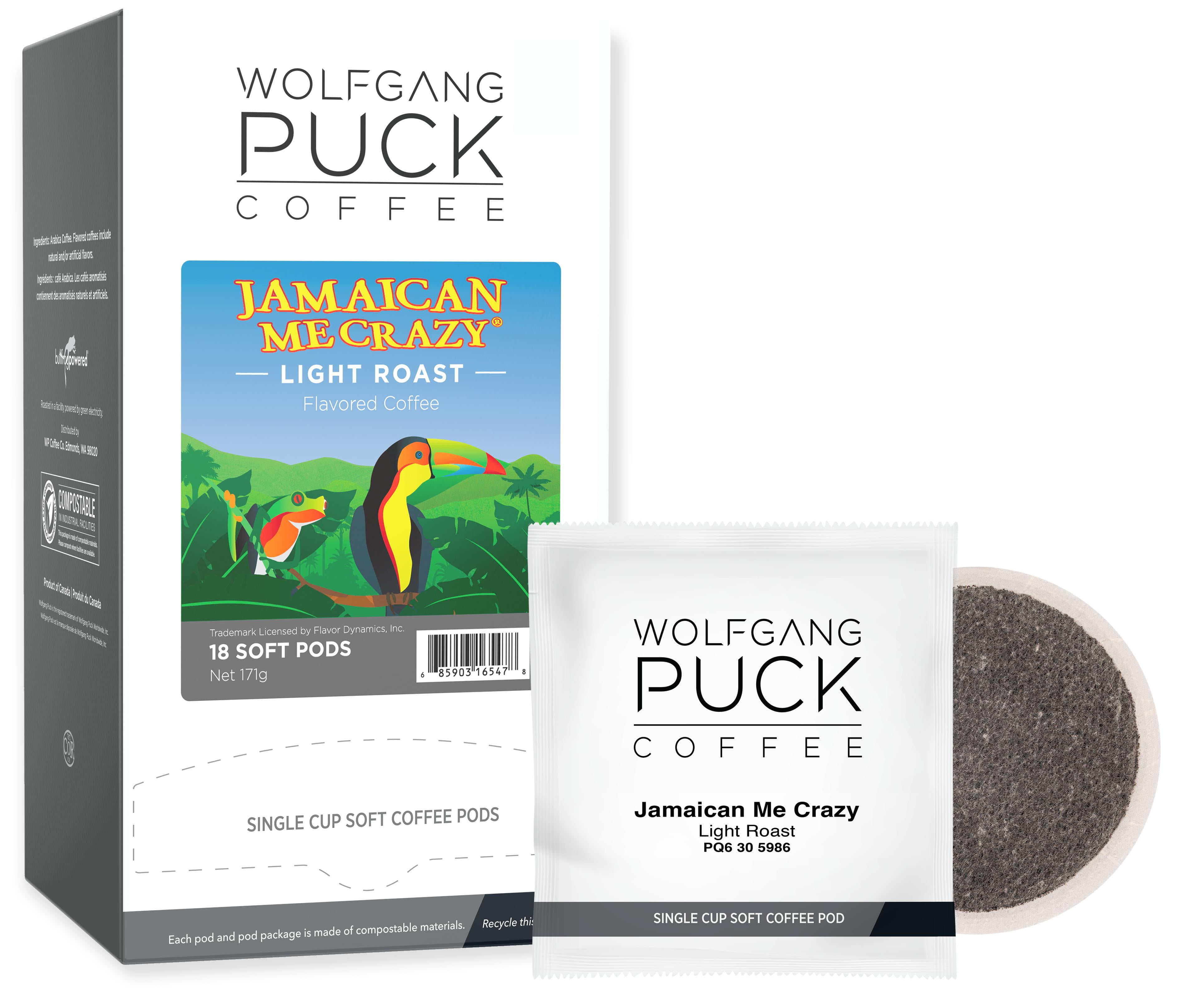 Wolfgang Puck Soft Coffee Pods, Jamaica Me Crazy, 9.5 Gram, 18-Count (Pack of 3)