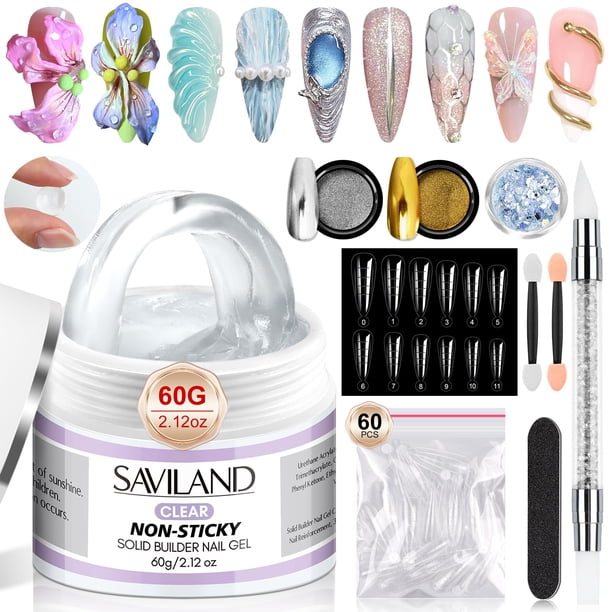 Gel de uñas Saviland Solid Builder de 60 ml para decoración de uñas con accesorios