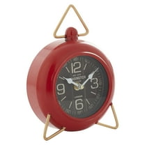 DecMode 9" Red Metal Clock with Gold Accents