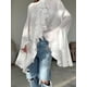 thumbnail image 5 of Blusas Casuales para Mujer, con Mangas Acampanadas, Cuello Alto y Volantes, Camisa de Verano A para Vacaciones. S, 5 of 10