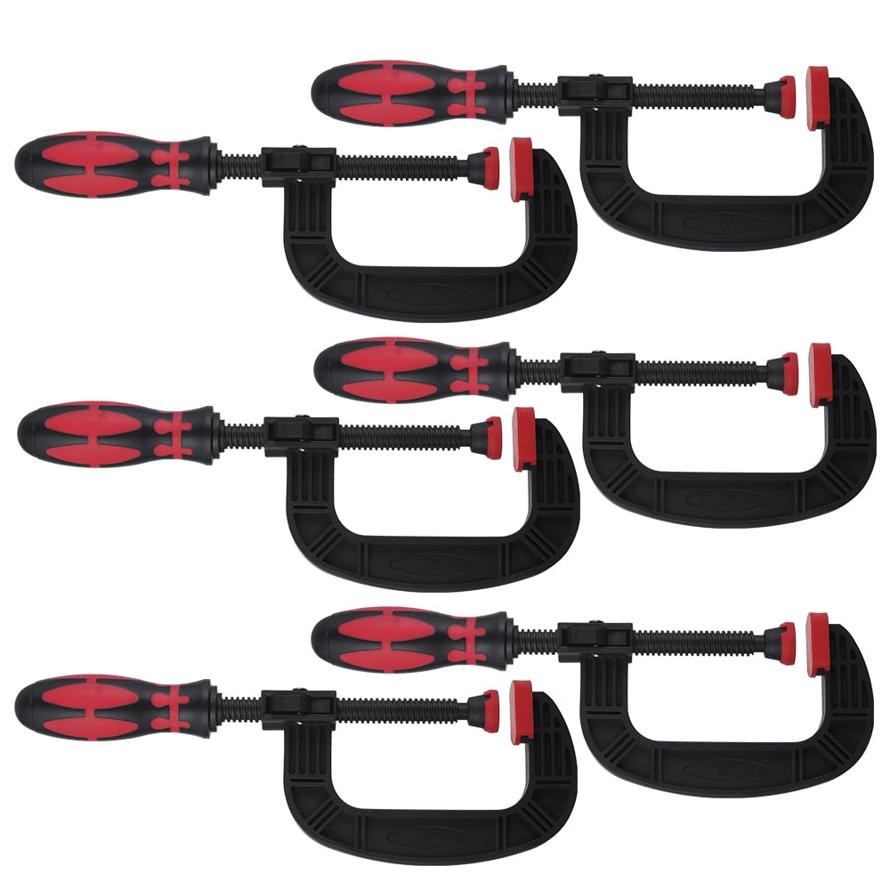 6Piece Heavy Duty C Clamp Set, 6.1inch One Handed Clamp Quick Release