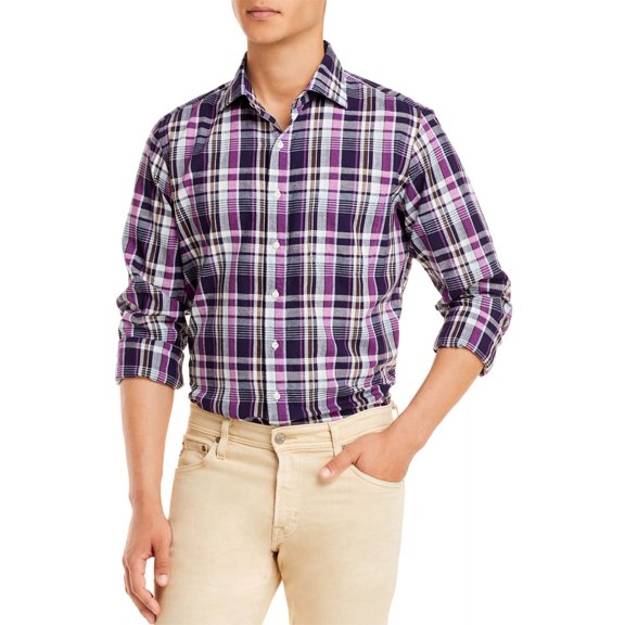 Sid Mashburn Mens Plaid Spread Collar Sport Shirt X-Large Blue Multi - NWT $165