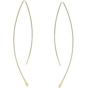Humble Chic Upside Down Hoop Earrings - Needle Drop Dangle Threader Hoops, 18K Gold Plated
