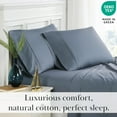 thumbnail image 3 of Southshore Fine Living, Inc., 100% Cotton Sheets King Size Set, Sateen Bedding Set, Steel Blue, 3 of 7